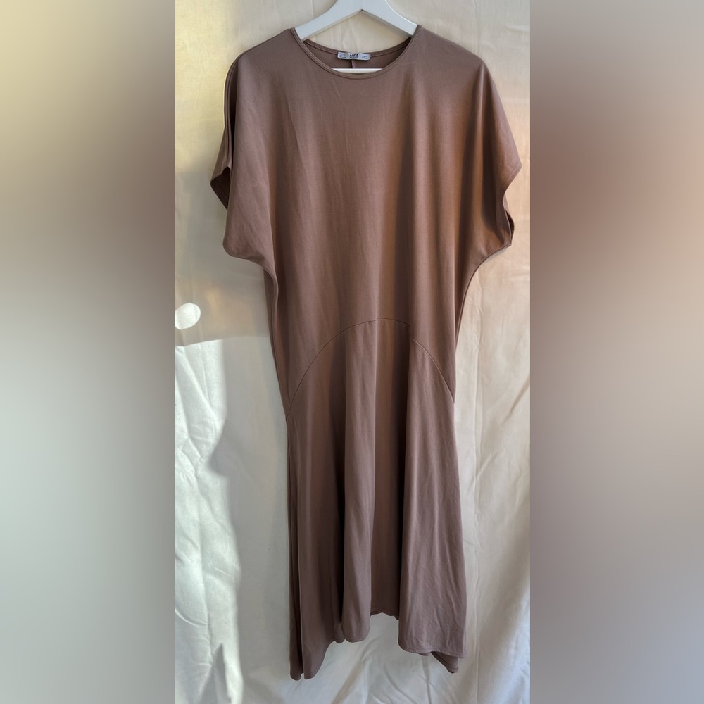 Zara minimalist tan dress